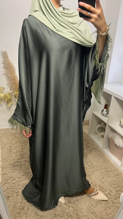 Abaya satin plume