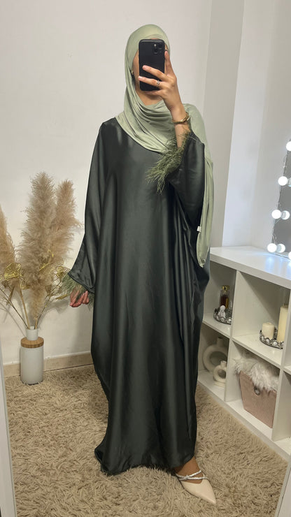 Abaya satin plume