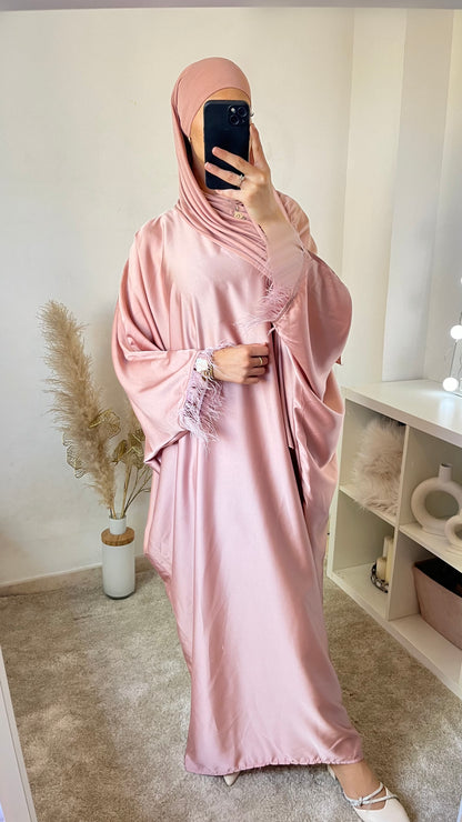 Abaya satin plume