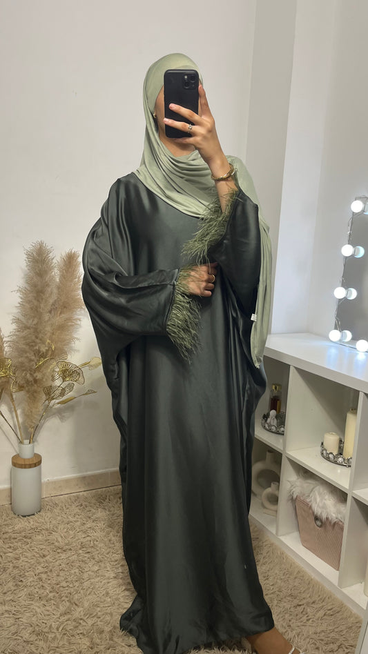 Abaya satin plume