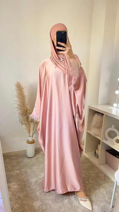 Abaya satin plume