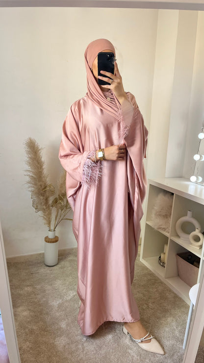 Abaya satin plume