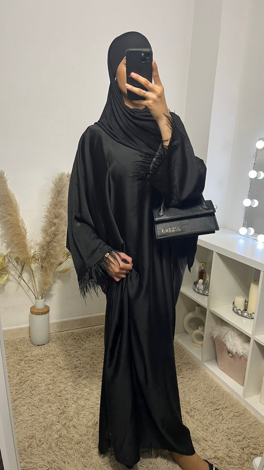 Abaya satin plume