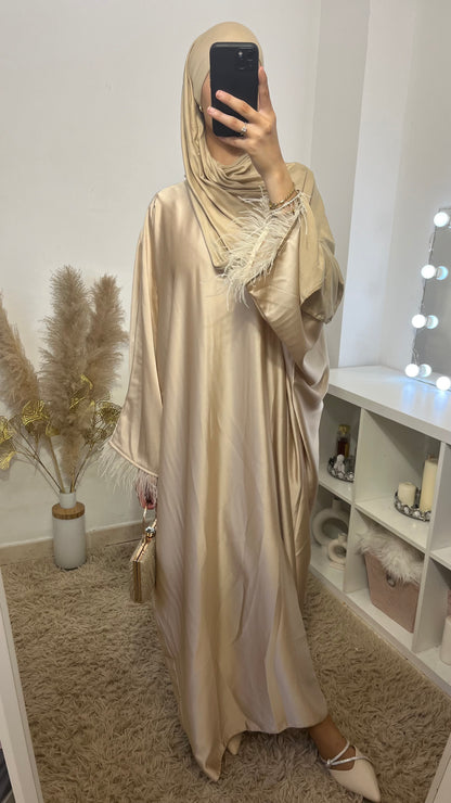 Abaya satin plume